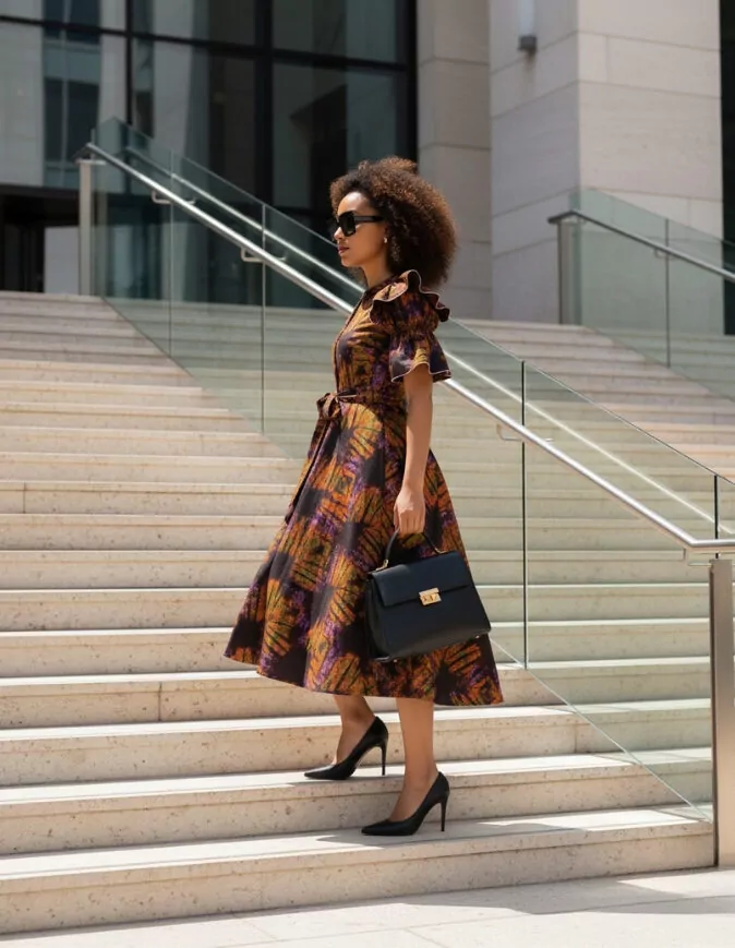 Robe Séné évasée bazin coton africain