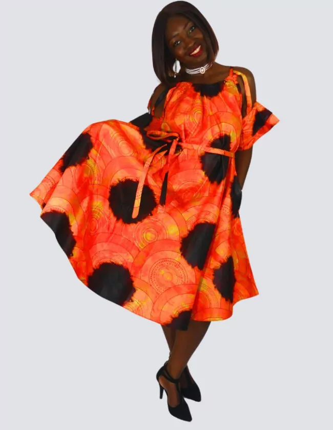 Robe été évasée sady robe évasée wax africain femme. robe courte été wax africain bohème chic femme, robe de bal, robe été, robe de cérémonie femme, robe longue fleurie bazin