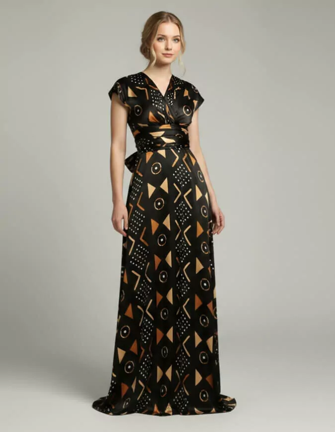 Robe BAMBARA Silk Bogolan bogolan robe silk soie africain femme été