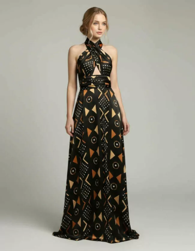 Robe BAMBARA Silk Bogolan bogolan robe silk soie africain femme été